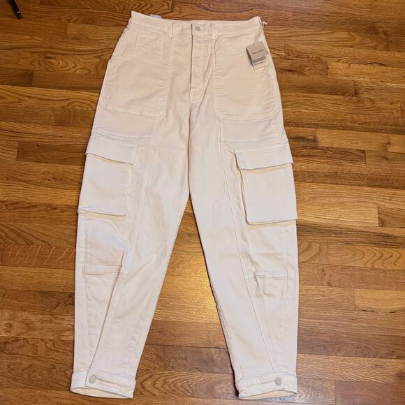 Mother Women’s 34 Curbside Cargo Flood Eggnog Jeans Denim Carpenter Painter New